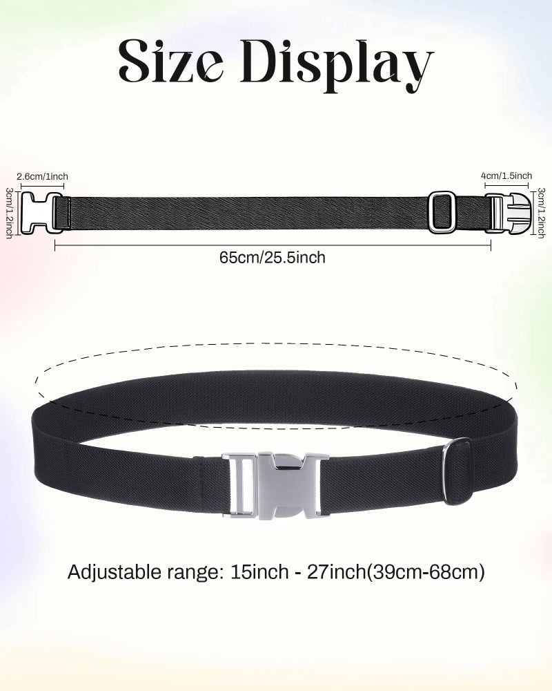 WELROG Kids Toddler Belt Elastic Adjustable Stretch for Boys Girls Belts with Easy Zinc Alloy Buckle (Black) - Image 2